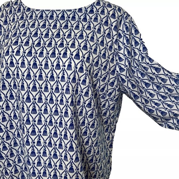 Charter Club Women Tunic Top XL Blue Linen Nautical Coastal Beachy Quiet Luxury - Picture 2 of 8